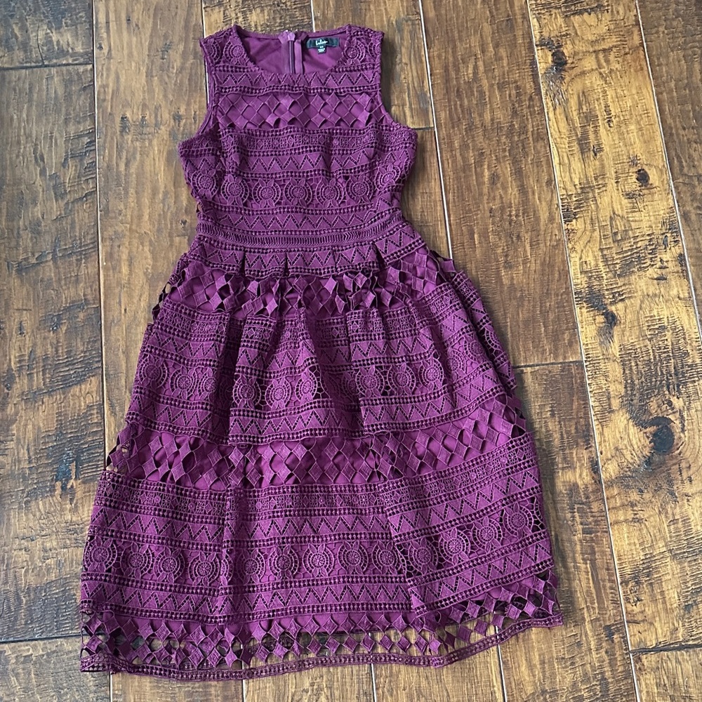Lulus Plum Lace Sleeveless Dress